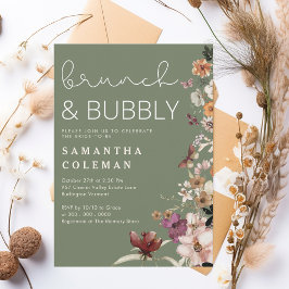 Brunch und Bubbly Modern Script Boho Brautparty Einladung