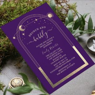 Brunch und Bubbly Mystical Lila Brautparty Einladung