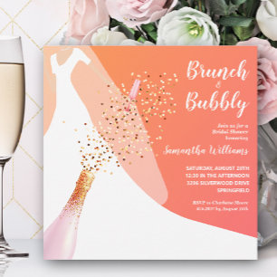 Brunch und Bubbly Orange Brautparty Einladung