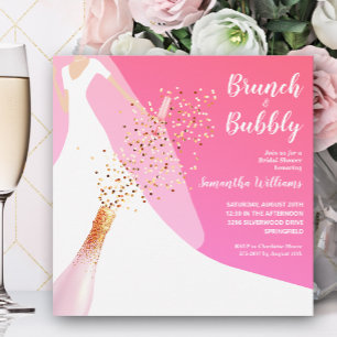 Brunch und Bubbly Pink Brautparty Einladung
