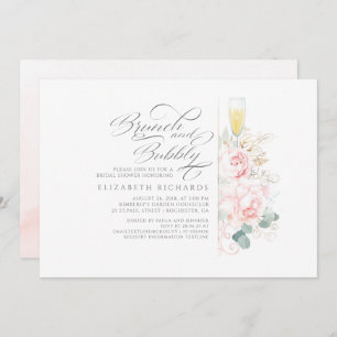 Brunch und Bubbly Pink Brautparty Einladung