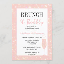 Brunch und Bubbly Pink Glitzer Champagner Glass Einladung