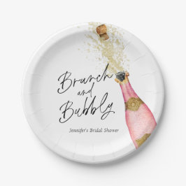 Brunch und Bubbly Pink und Gold Brautparty Pappteller