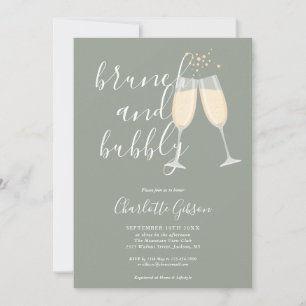 Brunch und Bubbly QR-Code Sage Grünes Brautbad Einladung