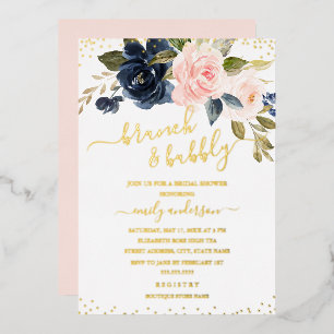 Brunch und Bubbly REAL GOLD FOLIE Brautparty Folieneinladung