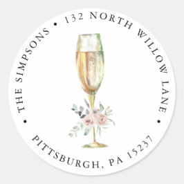 Brunch und Bubbly Rücksendeadresse Runder Aufkleber