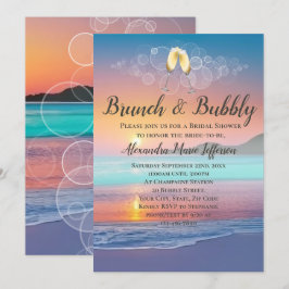 Brunch und Bubbly Sand Hearts Beach Brautparty Einladung
