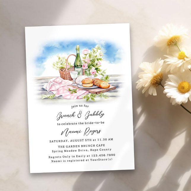 Brunch und Bubbly Summer Country Brautparty Einladung (Brunch & Bubbly Bridal Shower Summer Picnic Invitation)