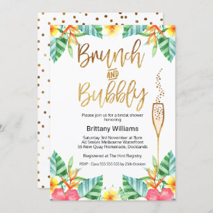Brunch und Bubbly Tropica Bridal Dusche Einladung