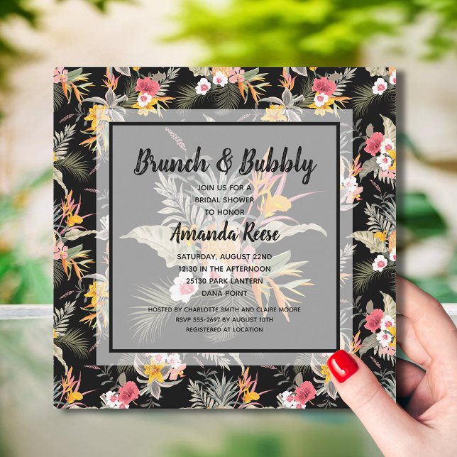 Brunch und Bubbly Tropical Brautparty Einladung (Brunch and Bubbly tropical bridal shower invitations - INSTANT DOWNLOAD and/or PRINTED)