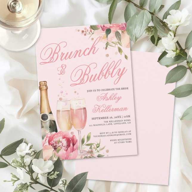 Brunch und Champagner Brautparty Einladung (Brunch And Bubbly Bridal Shower Invitation)