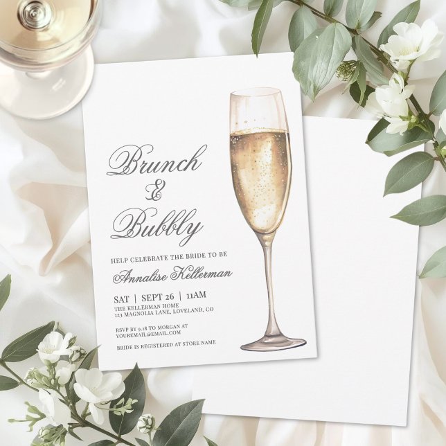 Brunch und Champagner Brautparty Einladung (Brunch And Bubbly Bridal Shower Invitation)