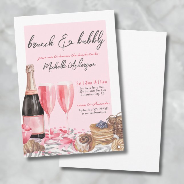 Brunch und Champagner-Brautparty Einladung (Brunch And Bubbly Champagne Bridal Shower Invitation)