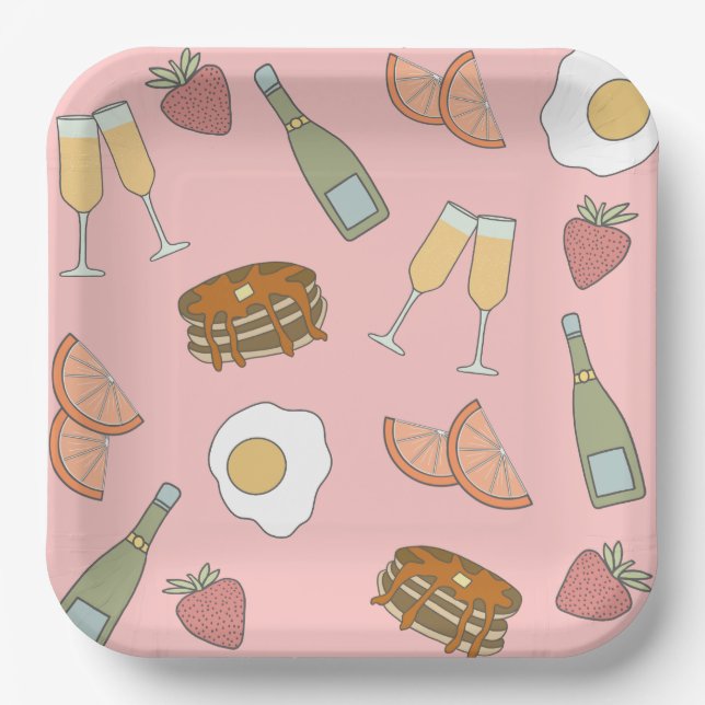 Brunch und Glitzernde Papierplatten Pappteller (Vorderseite)