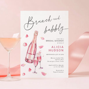 Brunch und knackig rosa Champagner-Brautparty Einladung