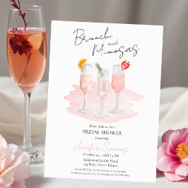 Brunch und Mimosas | Rosa Cocktails Brautparty Einladung
