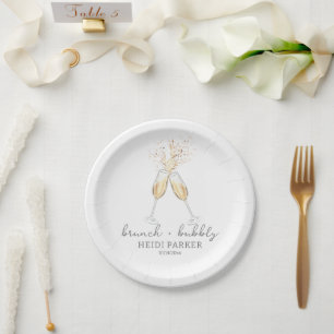 Brunch und prickelndem Champagner Hochzeitsshower Pappteller