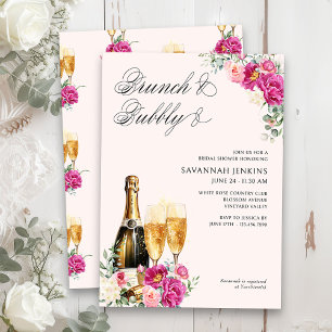 Brunch und prickelnder rosafarbenem Champagner Bra Einladung