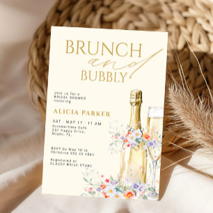 Brunch und schäumende Champagnerflasche Junggesell Einladung