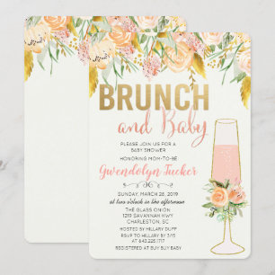 Brunch und Sprudel Baby Shower Einladung