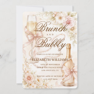 Brunch und Sprudel Elegante Vintage-Hochzeitsdusch Einladung