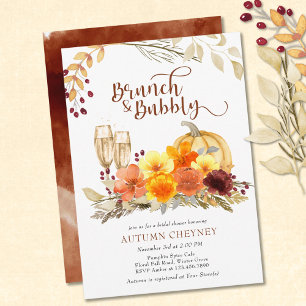 Brunch und Sprudel Herbstblumen Brautparty Einladung