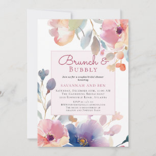 Brunch und Sprudel Paare Florale Hochzeitsdusche Einladung