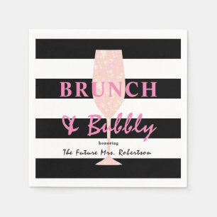 Brunch und Sprudel Schwarz-Weiß-Streifen Rosa Serviette