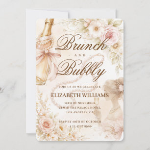 Brunch und Sprudelhaft Vintage Nostalgie Brautpart Einladung