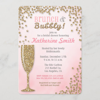 Brunch und sprudelnde Brautparty-Glitzer-Einladung Einladung