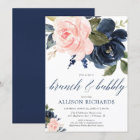 Brunch und sprudelnde erröten Rosa und Marineblau