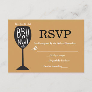 BRUNCH-Weinglas JEDER FARBE & EVENT-RSVP-Karte RSVP Karte