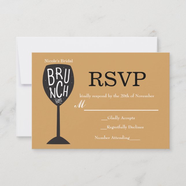 BRUNCH Wine Glass JEDE FARBE & EVENT RSVP Karte (Vorderseite)