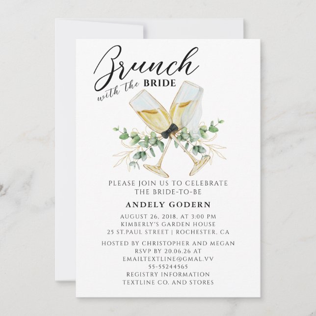 Brunch With the Bride Invitation Einladung (Vorderseite)