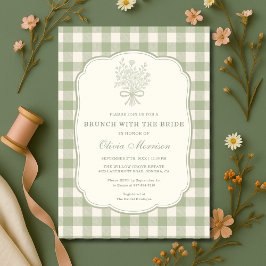 Brunch with the Bride Sage Green Gingham Shower Einladung