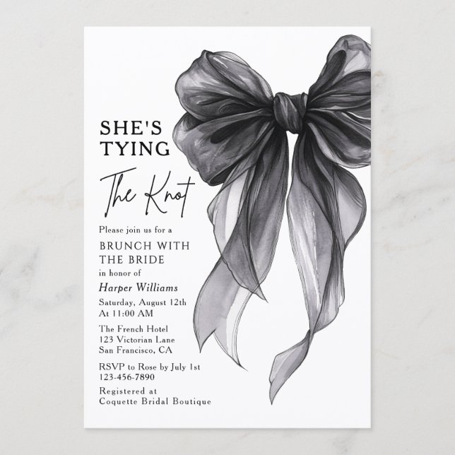 Brunch With The Bride She's Tying The Knot Bow Einladung (Vorderseite)