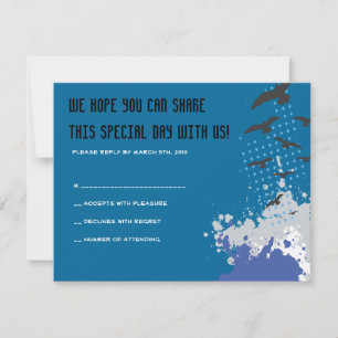 BRUNDGE BAUM MIT BIRDS Bar Bat Mitzvah Reply Card RSVP Karte