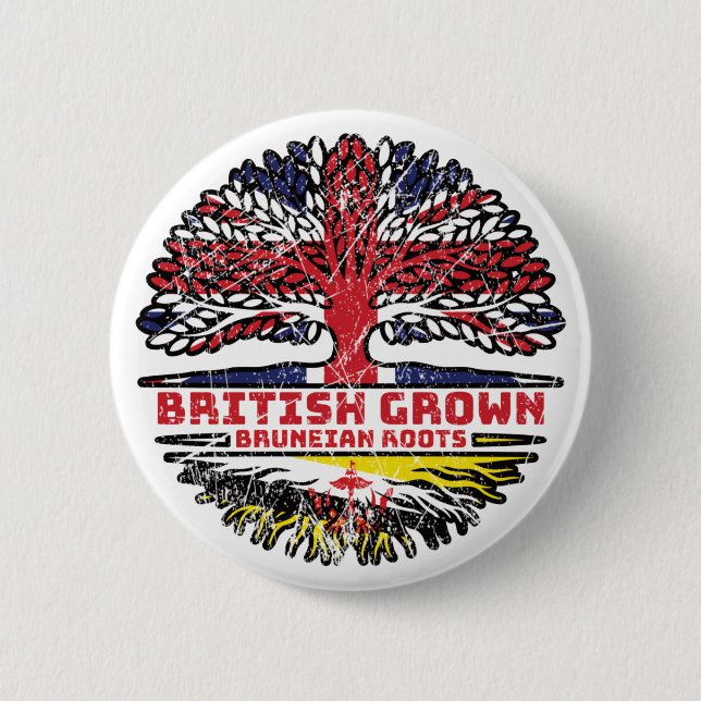 Brunei Bruneian British UK Tree Roots Flag Button (Vorderseite)