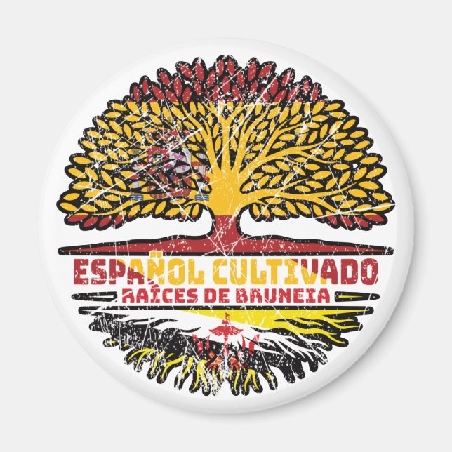 Brunei Bruneianisch Spanisch Spanien Baumwurzeln F Magnet (Vorne)