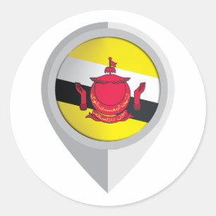 Brunei Button Location Flag Runder Aufkleber