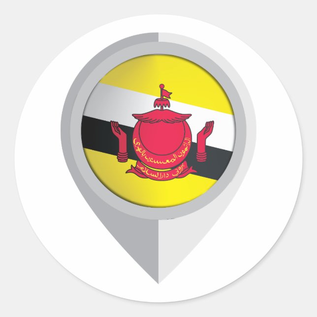 Brunei Button Location Flag Runder Aufkleber (Vorderseite)