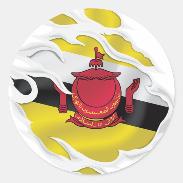 Brunei Darussalam Ripped Flag Runder Aufkleber (Vorderseite)