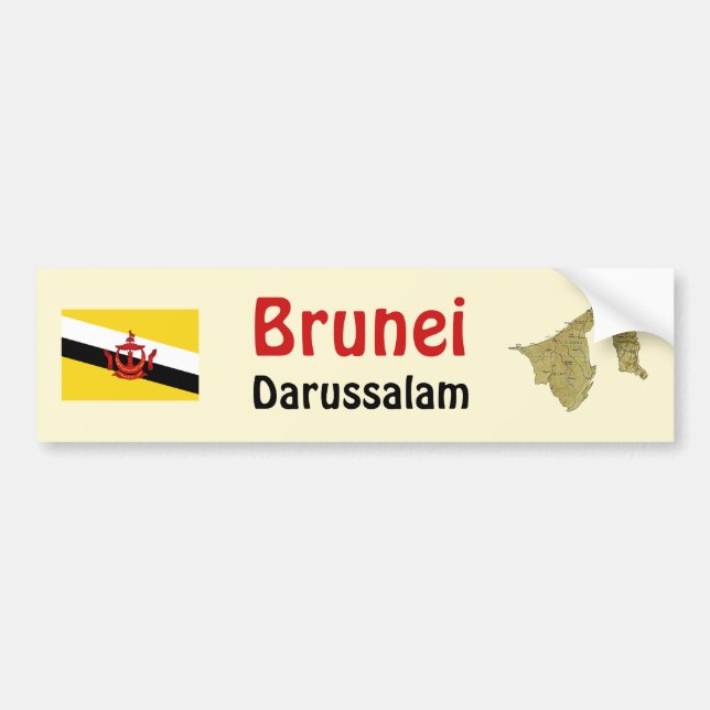 Brunei Flag + Map Autoaufkleber (Vorne)