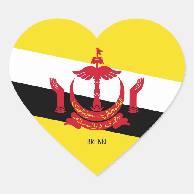 Brunei Flag Splendid Patriotic Herz-Aufkleber (Vorderseite)