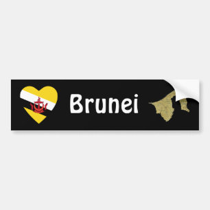 Brunei-Flagge Herz + Karte Aufkleber Autoaufkleber