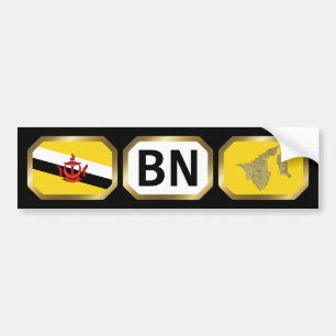 Brunei-Flagge-Karte-Code-Aufkleber Autoaufkleber