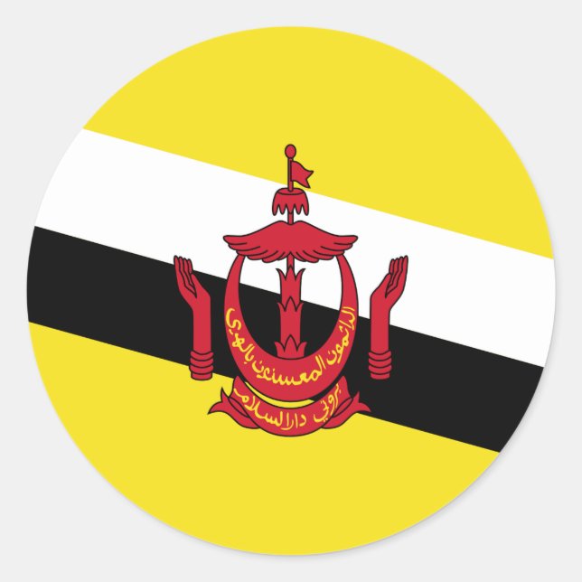 Brunei-Flagge Runder Aufkleber (Vorderseite)