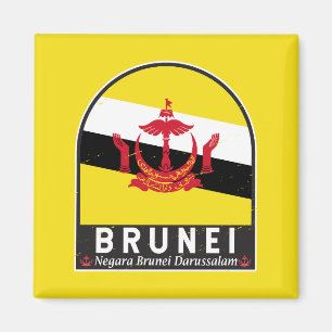 Brunei-Flaggen-Emblem abgenutzt Vintage Magnet