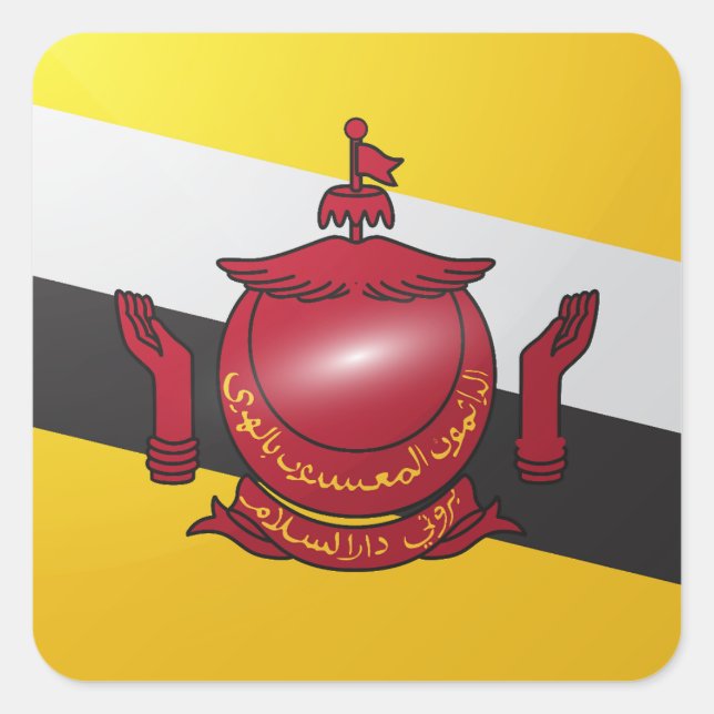 Brunei-Hochglanzflagge Quadratischer Aufkleber (Vorderseite)