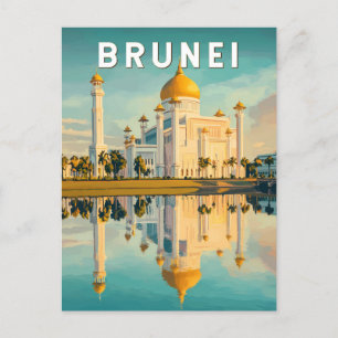Brunei-Illustration Reise Kunst Vintage Postkarte